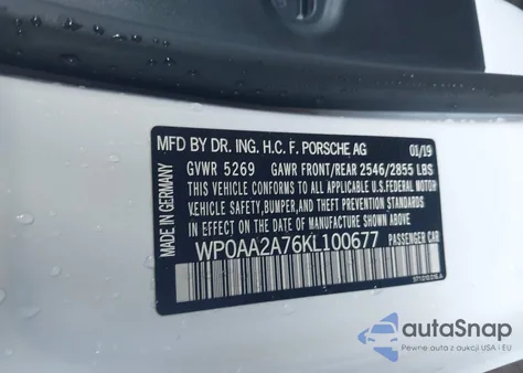 2019 Porsche Panamera 4 from USA, damaged, VIN WP0AA2A76KL100677